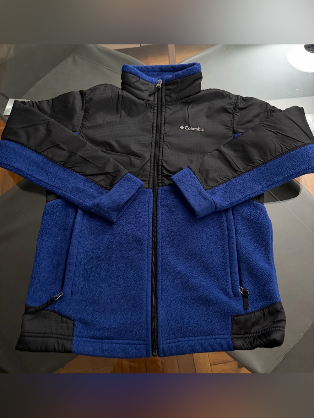 Columbia Mock Turtleneck Zip-Front Fleece Jacket Royal Blue & Black Boy's 10/12